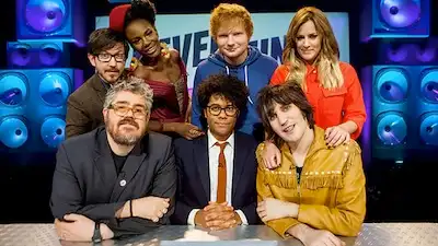 Richard Ayoade, Ed Sheeran, Caroline Flack, Matthew Crosby, and Shingai Shoniwa