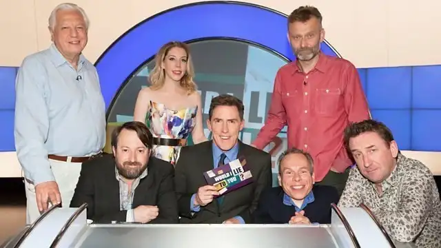 John Simpson, Hugh Dennis, Katherine Ryan and Warwick Davis