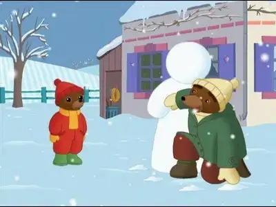 Little Brown Bear makes a snowman