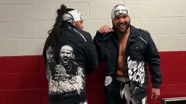 Wrestlers on the road ordering room service: Jurassic Express